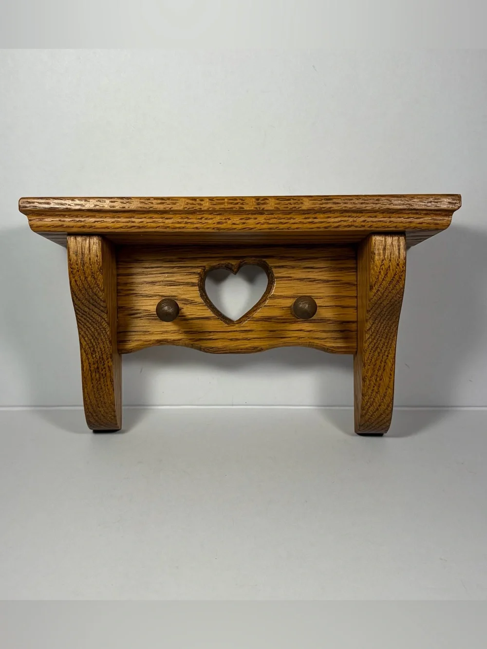 Wooden Wall Shelf with Heart Cutout - Solid Honey Oak